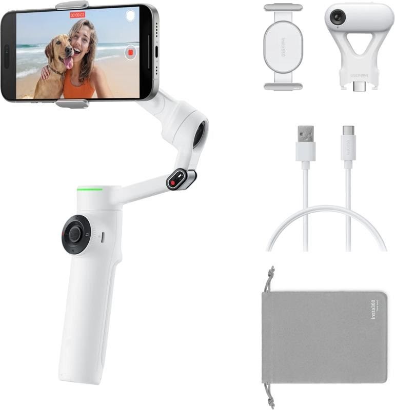 Insta360 Flow 2 Pro AI Tracker Bundle - Summit White - Tripods Stative