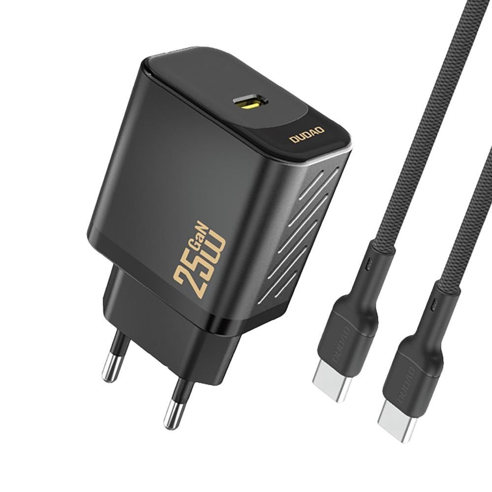 Dudao A27ceu PD 25w Gan Sb-c AC Charger With Usb-c Cable - Black - Handys Adapter Und Ladegeraete