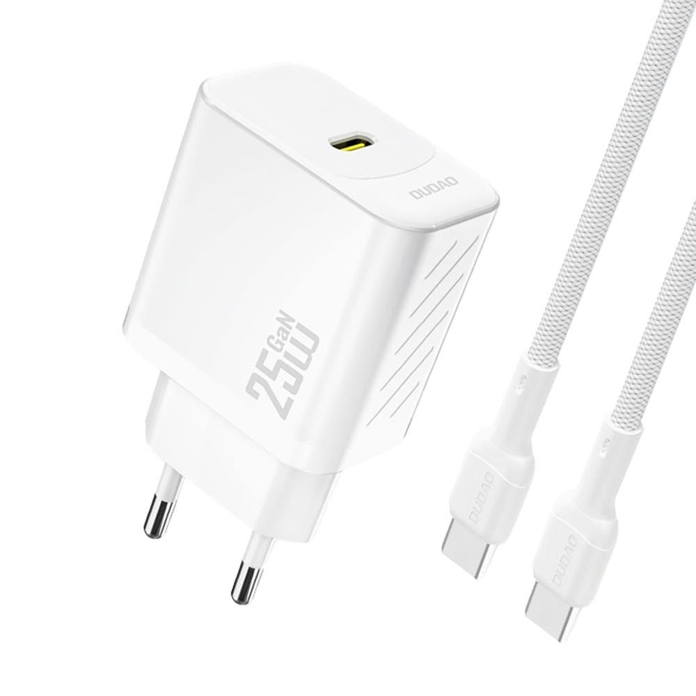 Dudao A27ceu PD 25w Gan Sb-c AC Charger With Usb-c Cable - White - Handys Adapter Und Ladegeraete 6976625334148