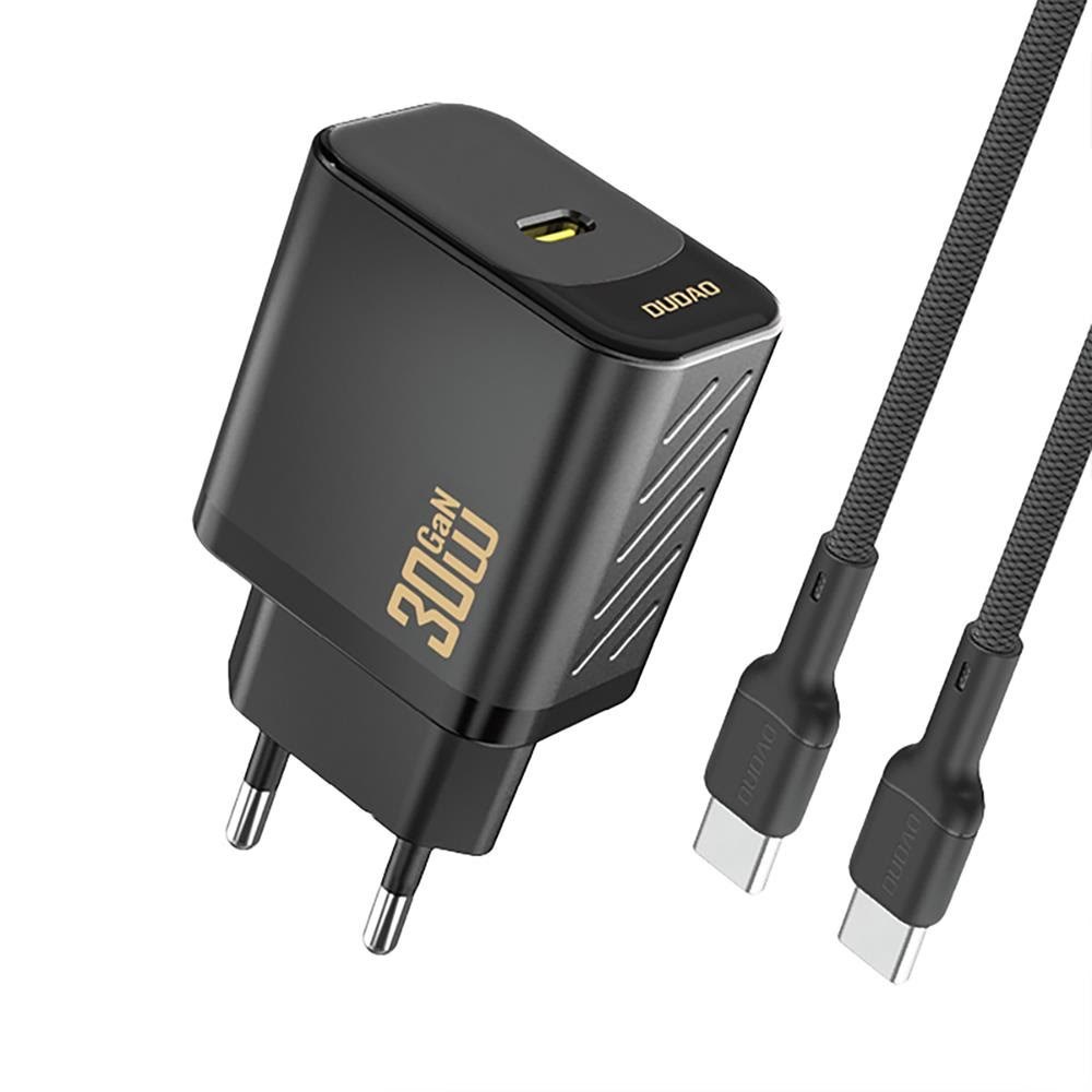 Dudao A27pceu PD 30w Gan Usb-c Wall Charger With Usb-c Cable - Black - Handys Adapter Und Ladegeraete