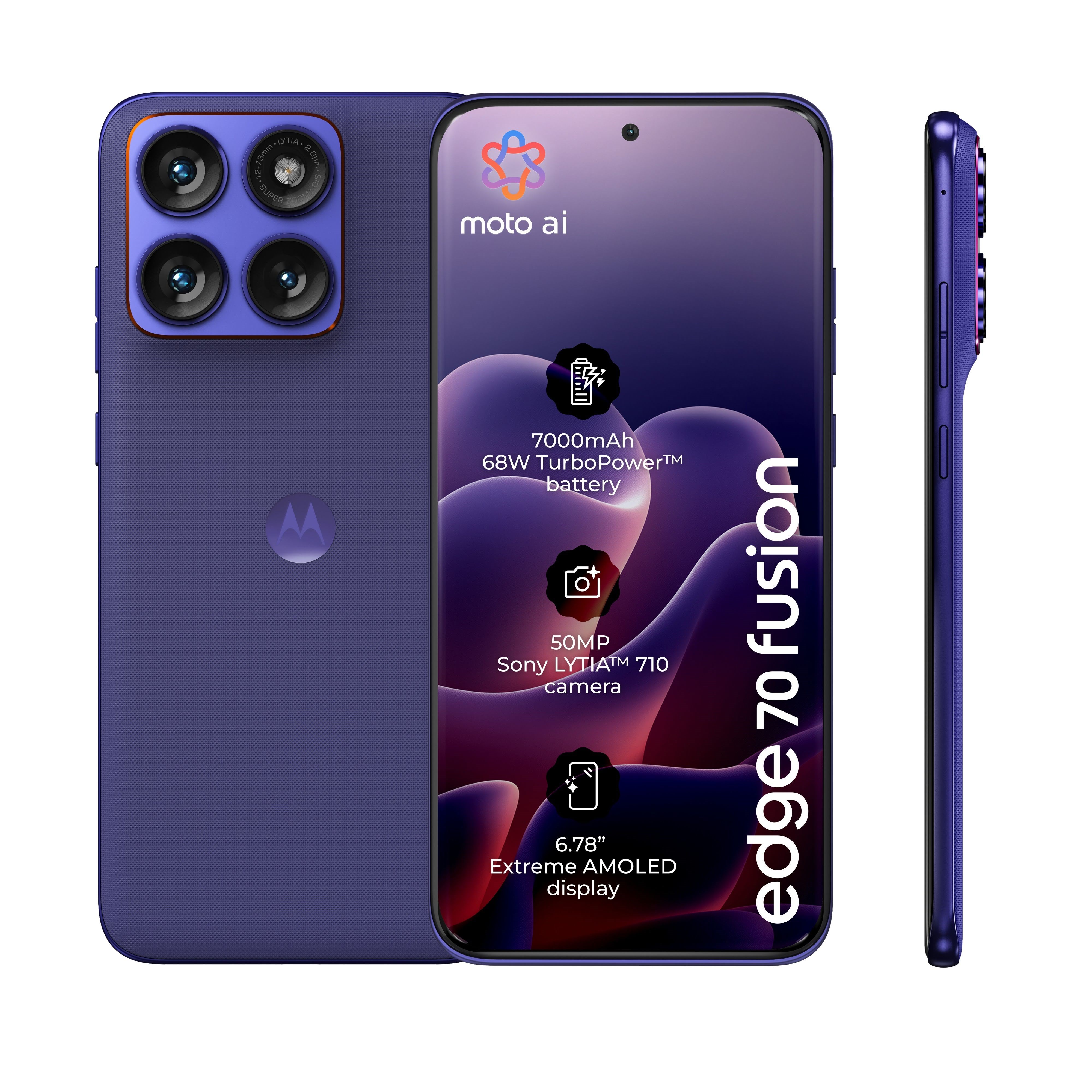Motorola Edge 70 Fusion 256gb/8gb - Pantone Orient Blue (7000 Mah Battery) - Handys Smartphones Blau Pbbe0048se