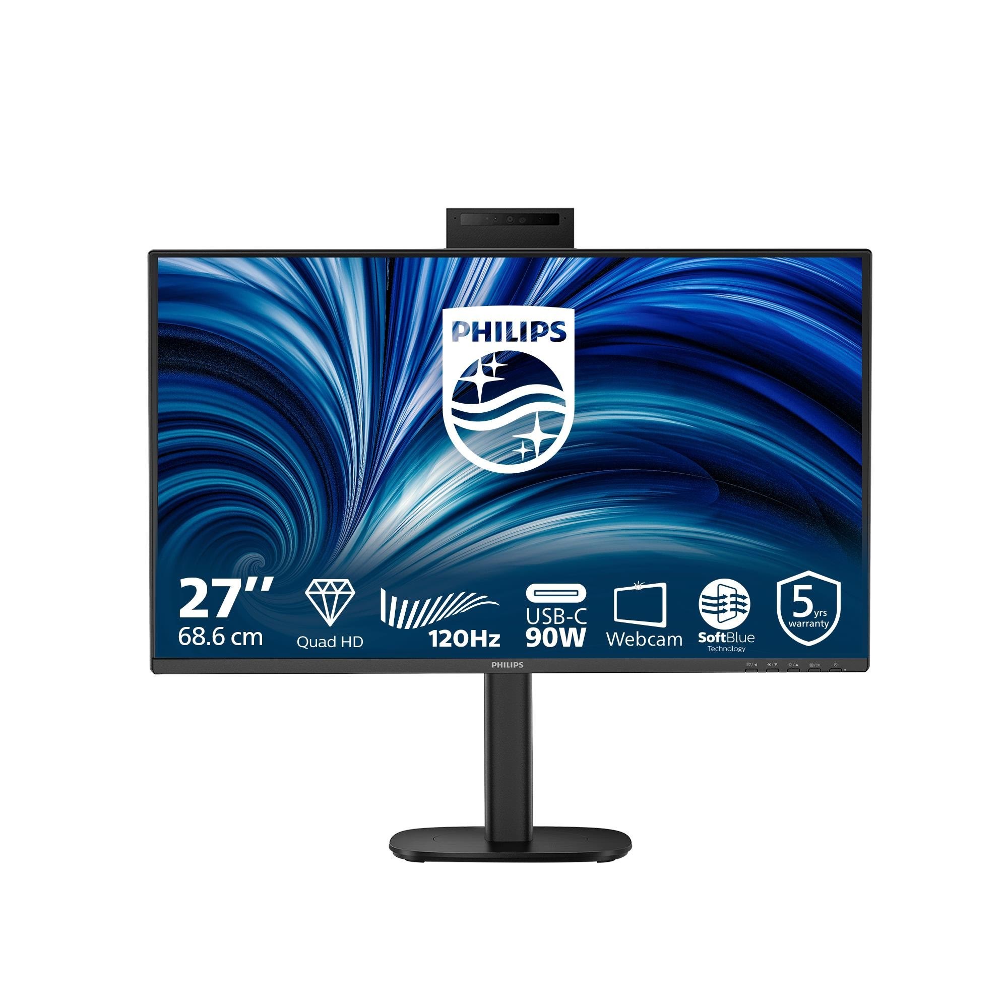 27" Philips 3000 Series 27b2u3601h - 2560x1440 (Qhd) - 120hz - Ips - 90w Usb-c - Bildschirm Black 27b2u3601h/00