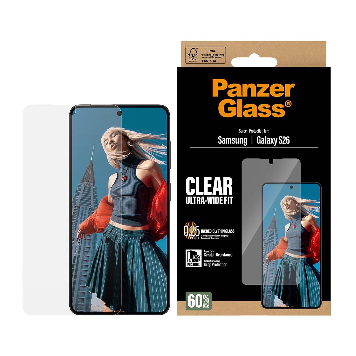 Panzerglass Screen Protector Samsung Galaxy S26 | Ultra-wide Fit w. Easyaligner - Handys Schutzfolie
