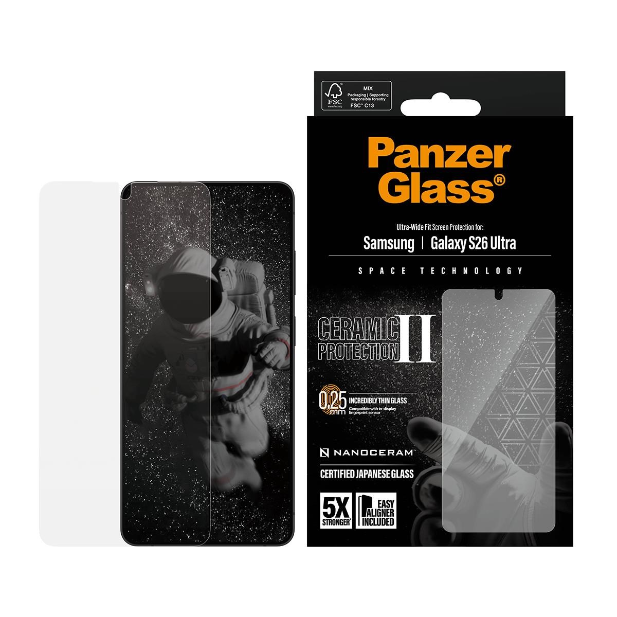 Panzerglass Ceramic Screen Protector Samsung Galaxy S26 Ultra | Ultra-wide Fit w. Easyaligner - Handys Schutzfolie Pg51433