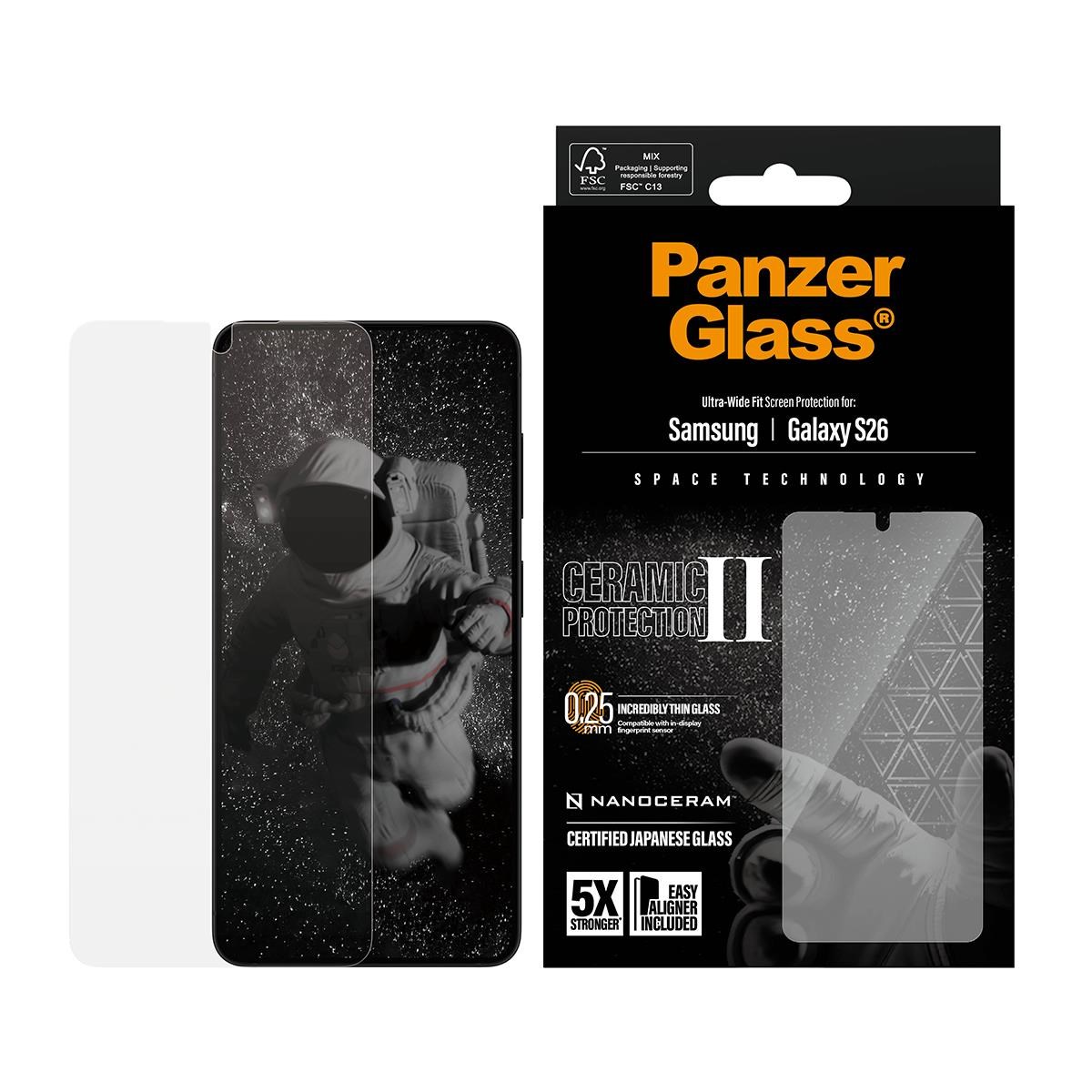 Panzerglass Ceramic Screen Protector Samsung Galaxy S26 | Ultra-wide Fit w. Easyaligner - Handys Schutzfolie Pg19519