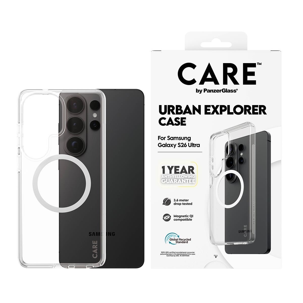 Care by Panzerglass Urban Explorer Case Transparent w. White Qi Samsung Galaxy S26 Ultra - Handys Cover Cases