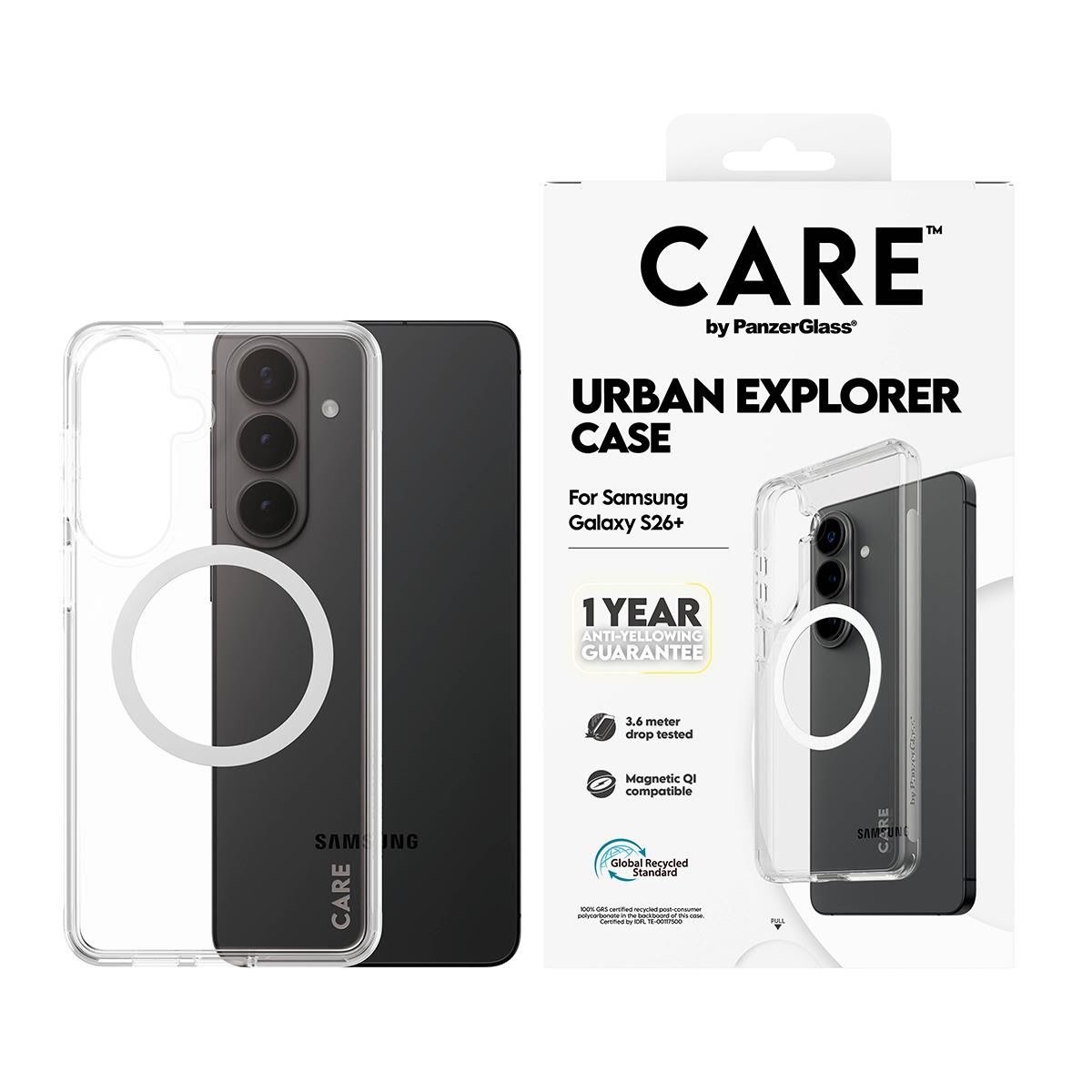 Care by Panzerglass Urban Explorer Case Transparent w. White Qi Samsung Galaxy S26+ - Handys Cover Cases Cr70254