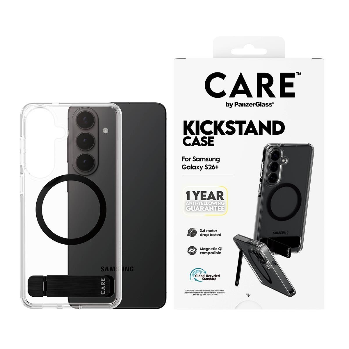 Care by Panzerglass Urban Explorer Case Transparent w. Black Kickstand & Qi Samsung Galaxy S26+ - Handys Cover Cases