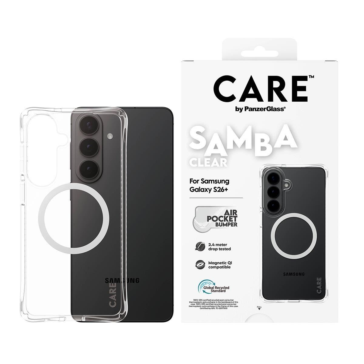 Care by Panzerglass Samba Case Transparent w. White Qi Samsung Galaxy S26+ - Handys Cover Cases