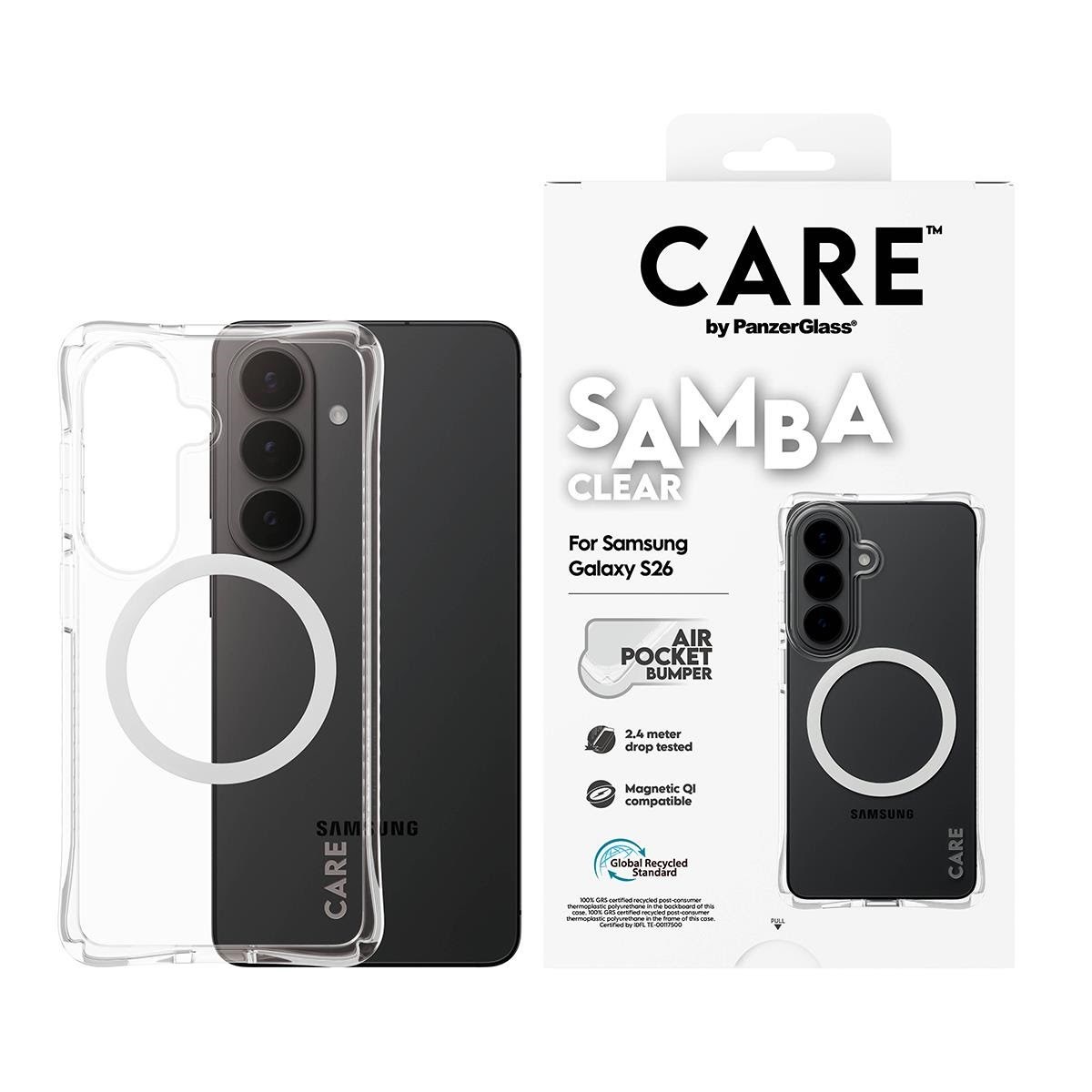 Care by Panzerglass Samba Case Transparent w. White Qi Samsung Galaxy S26 - Handys Cover Cases