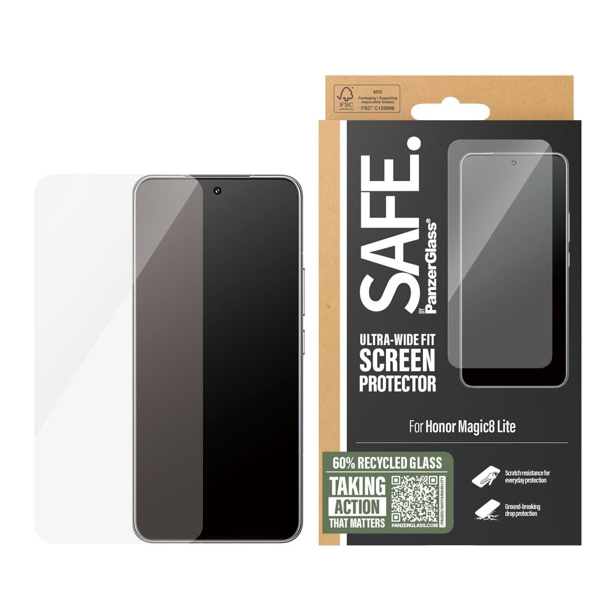 Safe by Panzerglass Screen Protector Honor Magic8 Lite | Ultra-wide Fit - Handys Schutzfolie