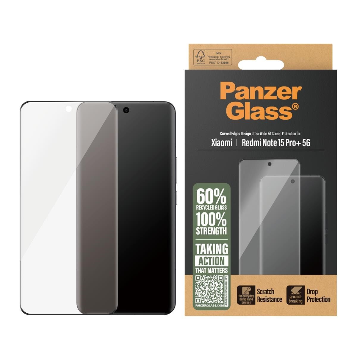 Panzerglass Screen Protector Xiaomi Redmi Note 15 Pro+ 5G | Ultra-wide Fit - Handys Schutzfolie