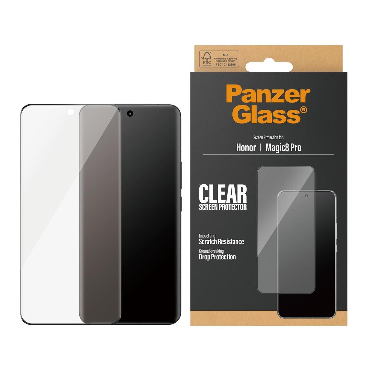 Panzerglass Screen Protector Honor Magic8 Pro | Ultra-wide Fit - Handys Schutzfolie Pg99248