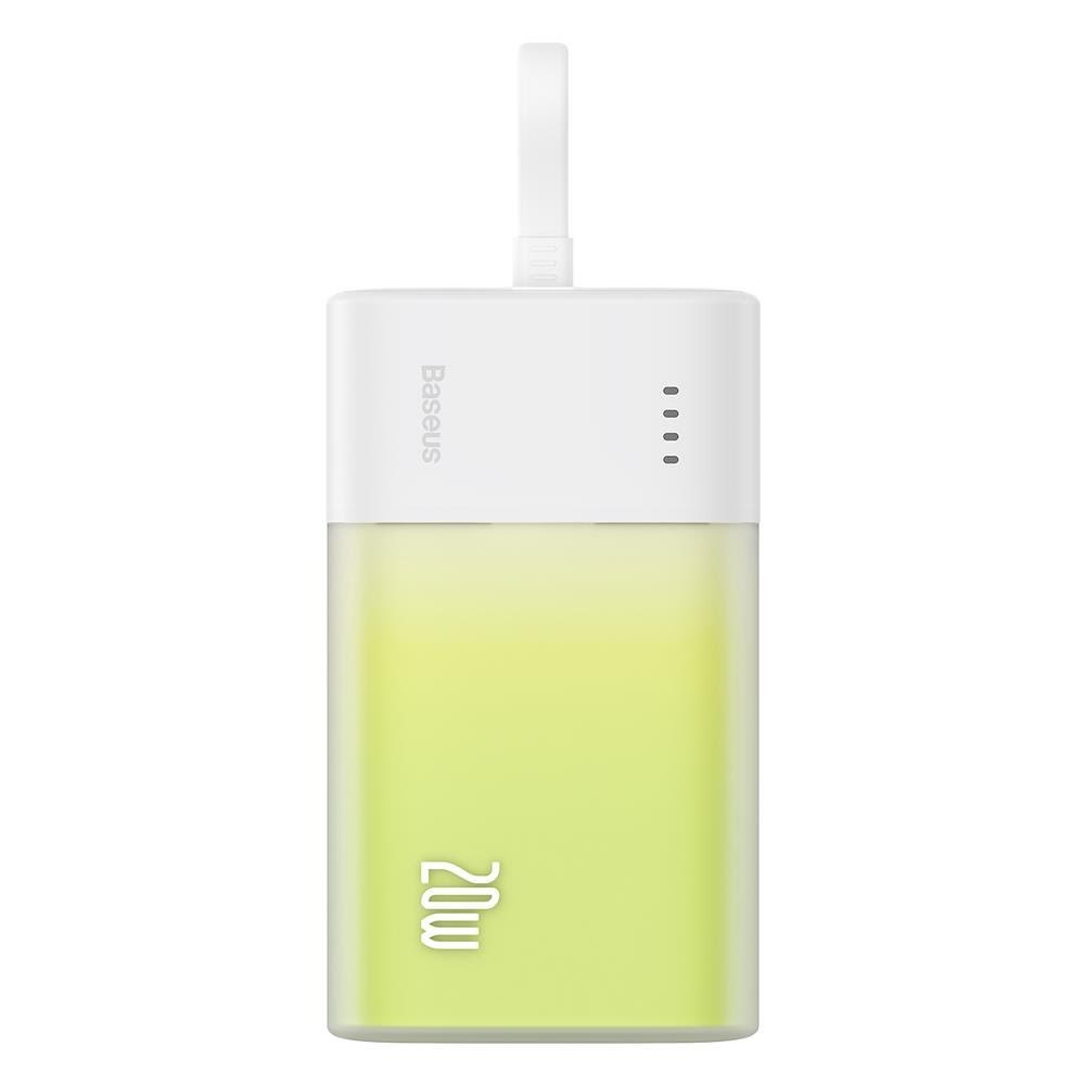 Baseus Popsicle 5200mah 20w Powerbank With Built-in Lightning Cable (+ White Simple Usb-c - Usb-c 60w/20v/3a/30cm Cable) - White-green - 5200 Mah - 