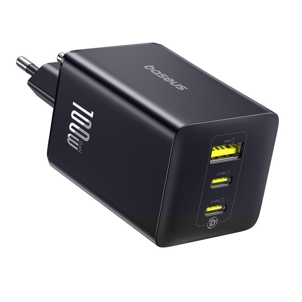 Baseus Enerfill Fe11 100w Wall Charger 2 x Usb-c + Usb-a - Black - Handys Adapter Und Ladegeraete P10182102123-00