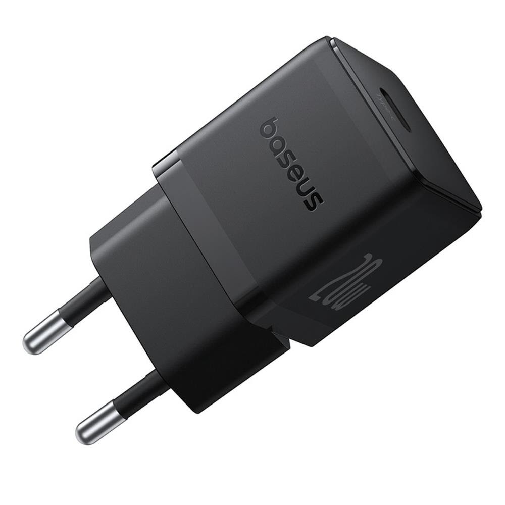 Baseus Palm 1C 20w Wall Charger (With Mini White Usb-c 60w (20v/3a) 1m Cable) - Black - Handys Adapter Und Ladegeraete