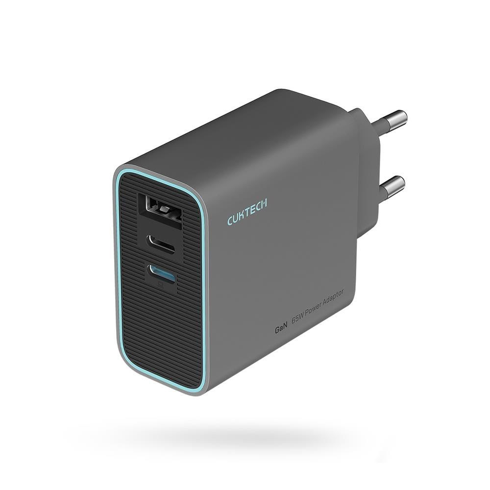 Cuktech Cukad653eugr 65w Gan Wall Charger 2 x Usb-c 1 x Usb-a - Grey - Handys Adapter Und Ladegeraete