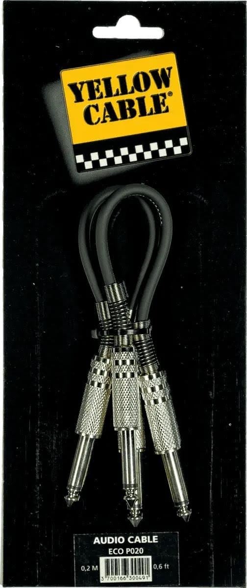 Yellow Cable P020 - 2 x 1/4" Klinke/klinke Patchkabel 20cm. - Audio Kabel Eco P020