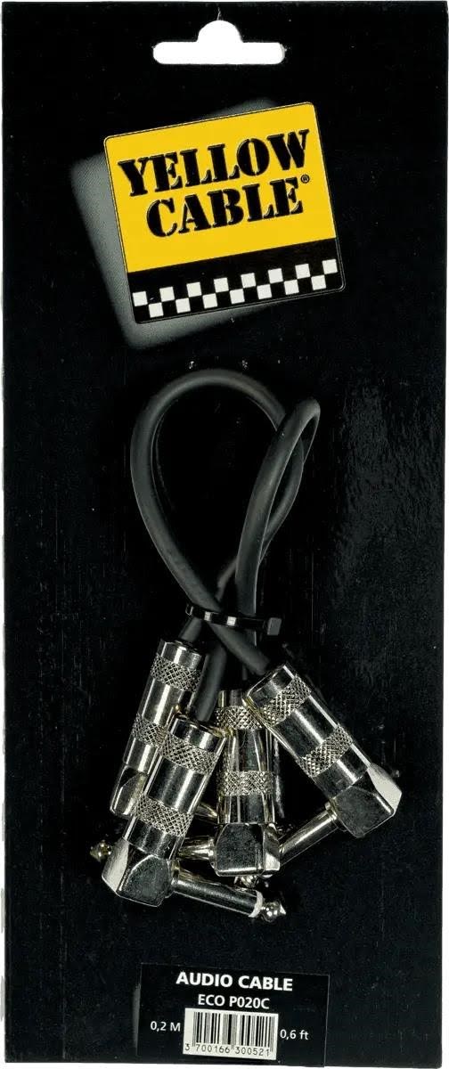 Yellow Cable P020 - 2 x 1/4" Abgewinkelte Klinke/abgewinkelte Klinke Patchkabel 20cm. - Audio Kabel
