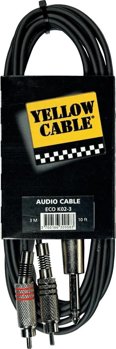 Yellow Cable K02-3 - 2 x Rca - 1/4" Klinke Mono-kabel 3m. - Audio Kabel Eco K02-3