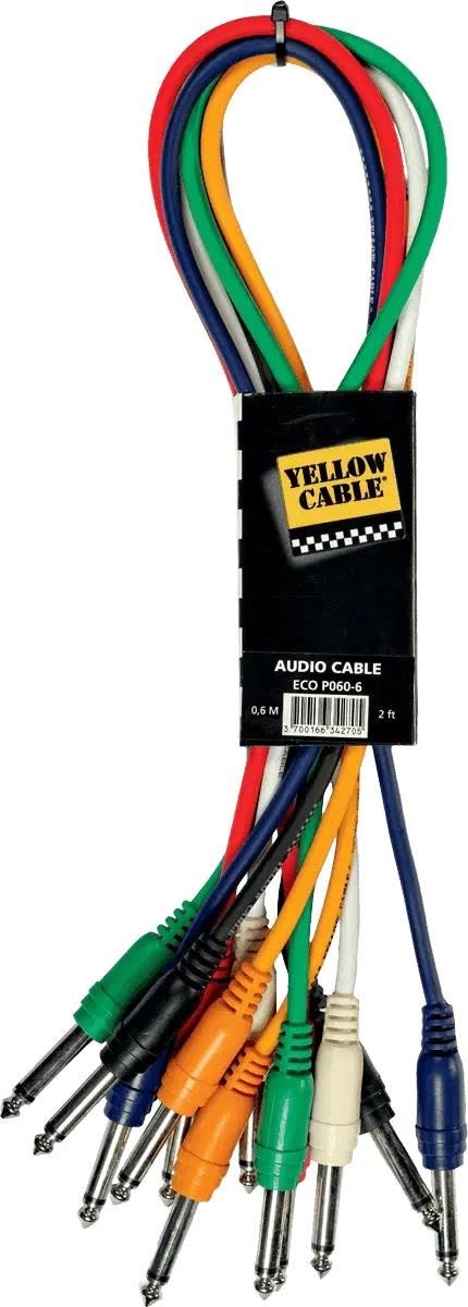 Yellow Cable P060-6 - 6 x 1/4" Klinke/klinke Patchkabel 60cm. - Audio Kabel Eco P060-6