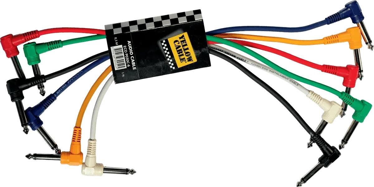 Yellow Cable P030c-6 - 6 x 1/4" Abgewinkelte Klinke/abgewinkelte Klinke Patchkabel 30cm. - Audio Kabel