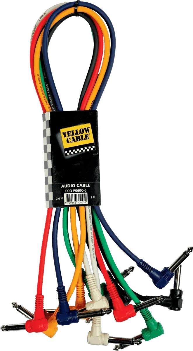 Yellow Cable P060c-6 - 6 x 1/4" Abgewinkelte Klinke/abgewinkelte Klinke Patchkabel 60cm. - Audio Kabel