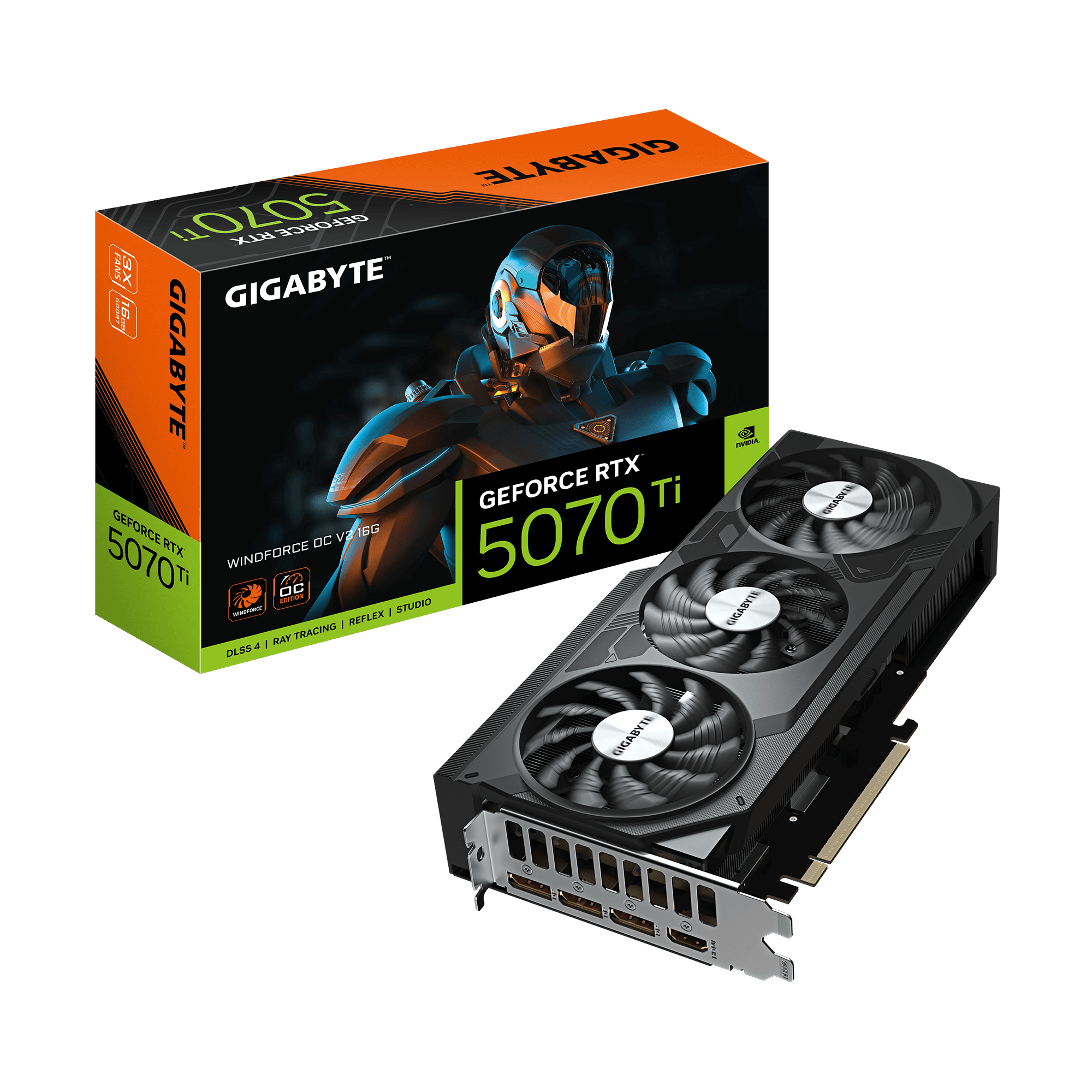 Gigabyte Geforce Rtx 5070 Ti Windforce 3 OC V2 - 16gb Gddr7 Ram - Grafikkarte Schwarz Gv-n507twf3ocv2-16gd