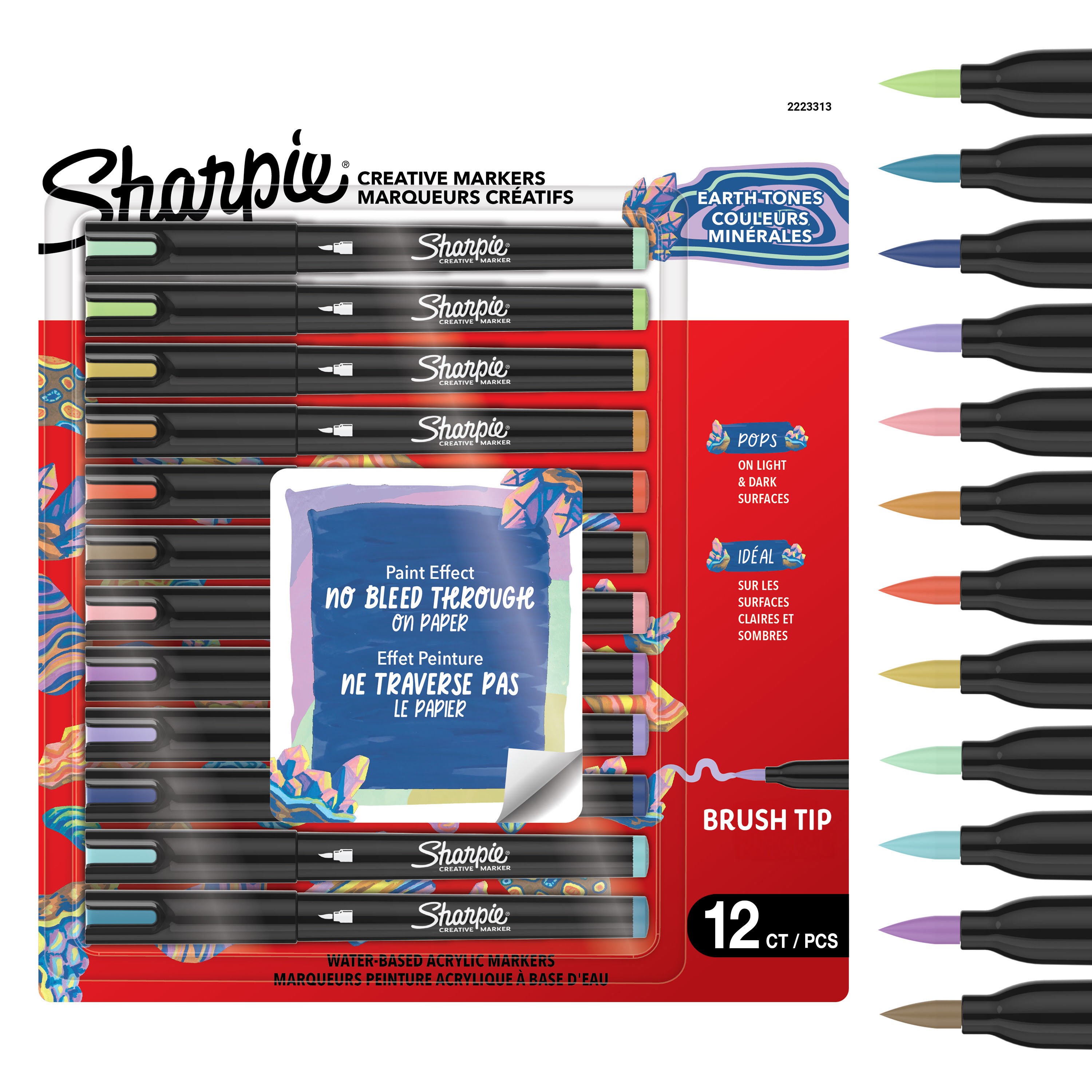 Sharpie Creative Acrylic Marker Earth Tones Brush Tip 12-blister - Utensilien Zum Schreiben Und Zeichnen
