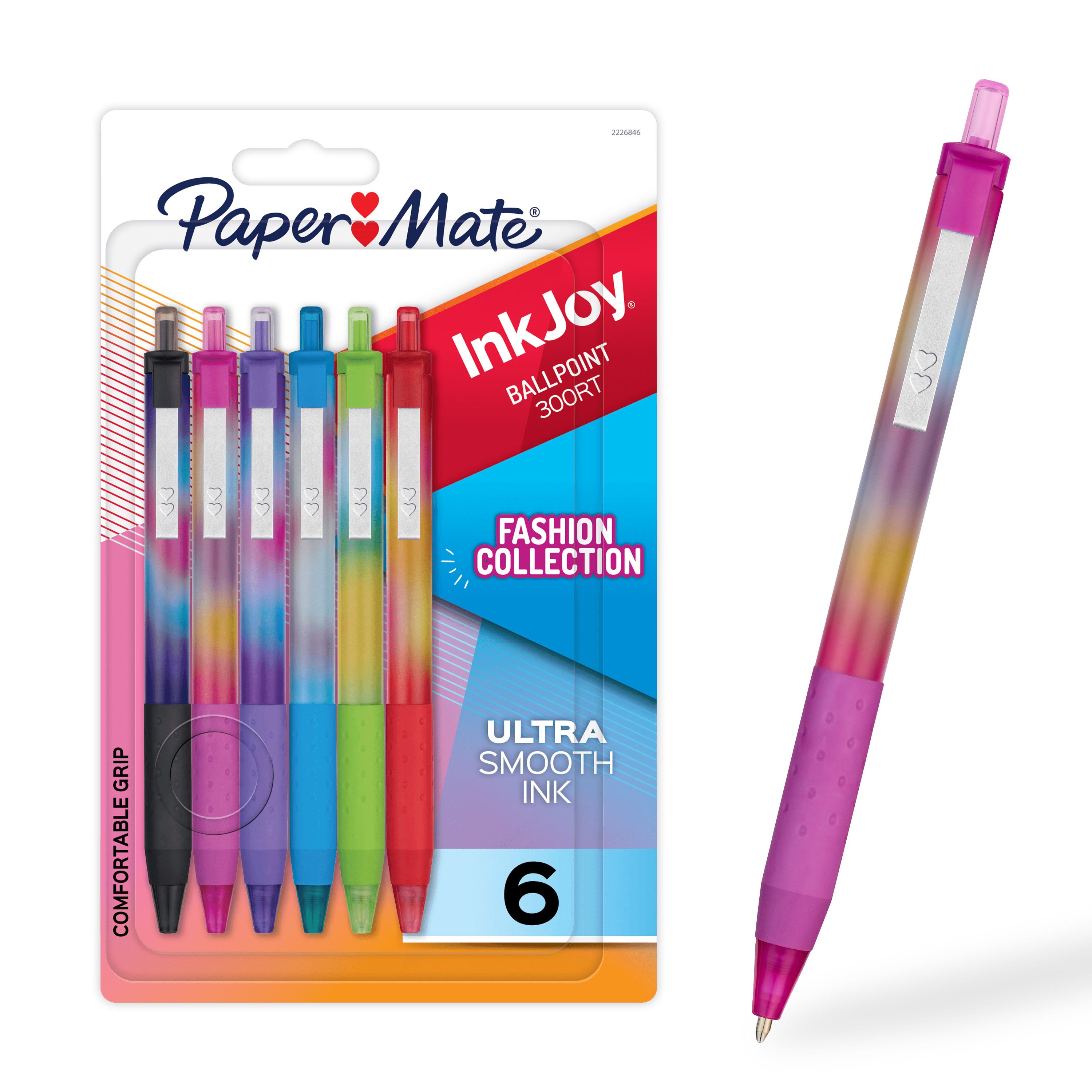Paper Mate Inkjoy 300rt Ballpoint Pens | Colourful Pens With Fashion Wraps | Retractable Medium Point (1.0mm) | Assorted Colours | 6 Count - 