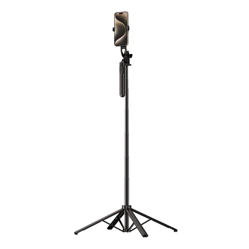 Wozinsky Selfie Stick Wh181-y1s 1.75m Aluminium Alloy Telescopic Tripod With Phone Holder - Black - Tripods Stative