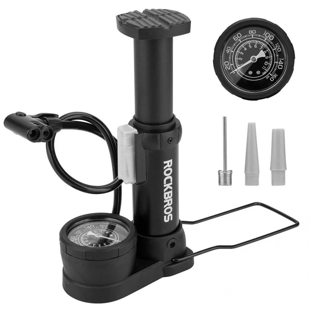 Rockbros 42610002001 Floor Bicycle Pump With Pressure Gauge - Black - Fahrradzubehoer