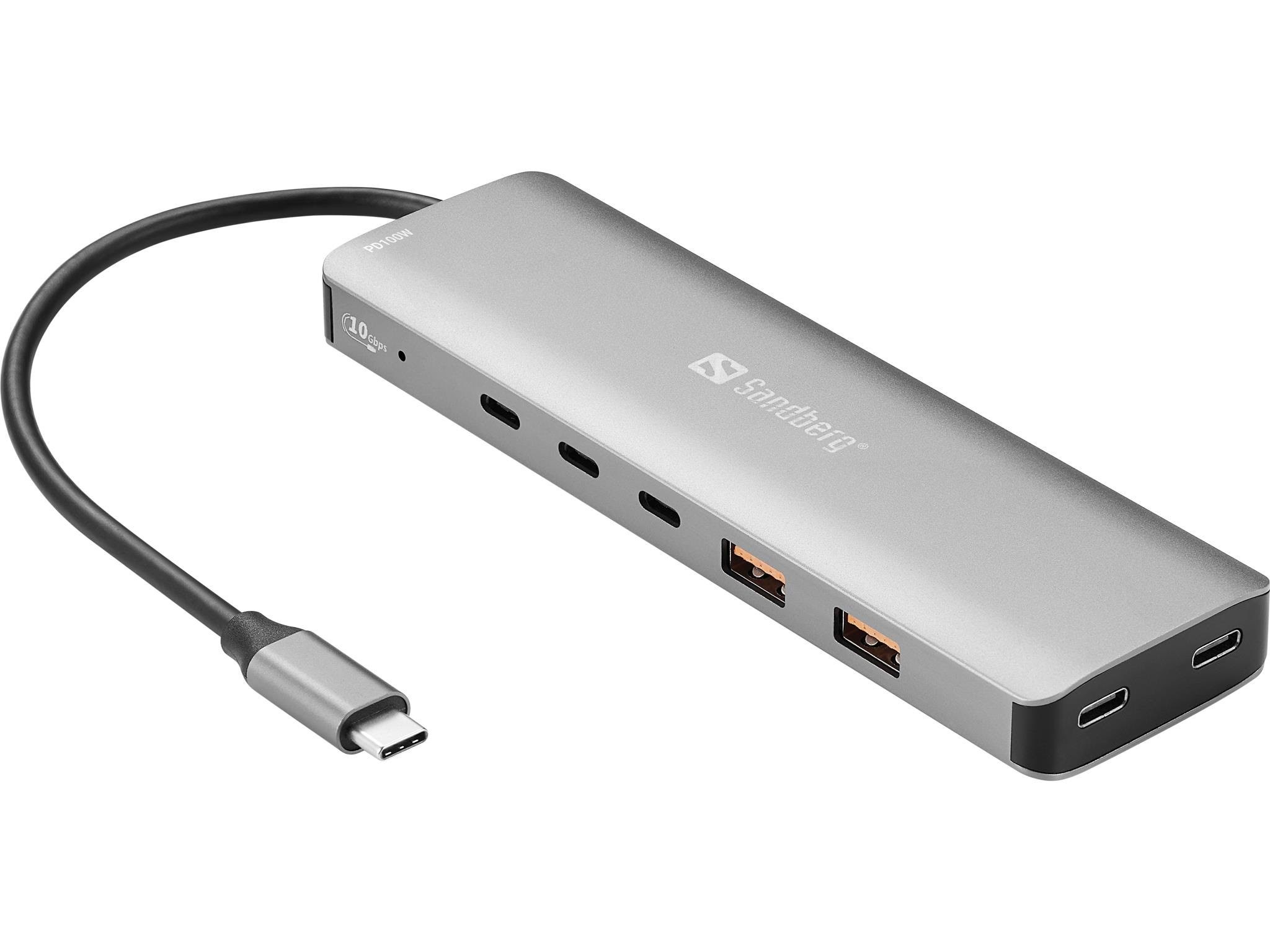 Sandberg Usb-c to 5 x Usb-c + 2 x Usb-a 100w Usb-hubs - 7 - Grau - Usb Hubs