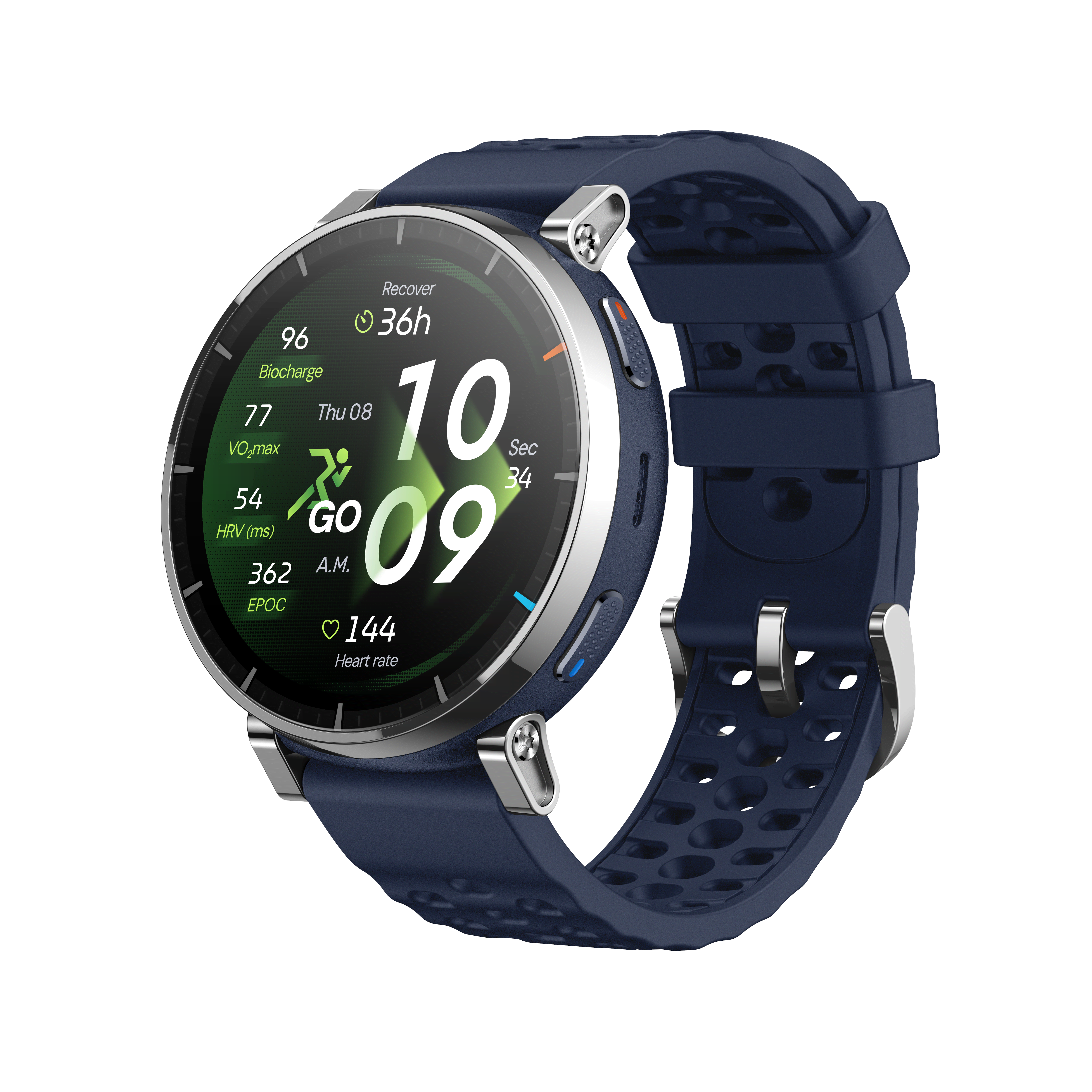 Amazfit Active 3 Premium 45mm - Atlas Blue - Smartwatches Pulsuhren Sportuhren Schrittzaehler