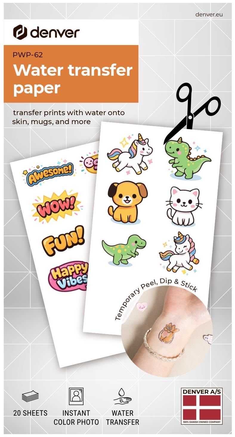 Denver Pwp-62 - Water Tranfer Photo Print Paper For Denver Mcp-6010 Drucker - Papier Fotopapier Und Etiketten