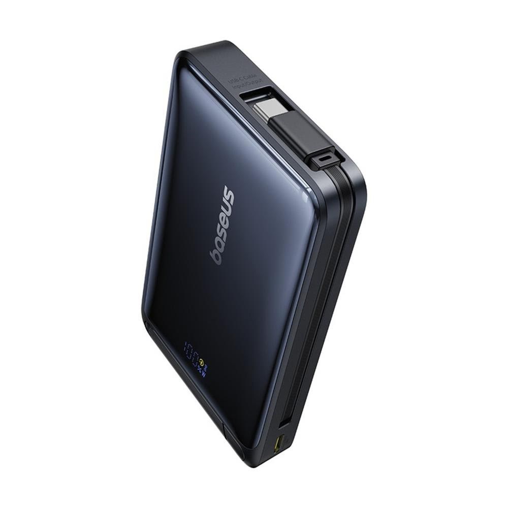 Baseus Nomos 10000mah 30w Qi2 Power Bank With Magsafe Compatible Stand With Built-in Usb-c Cable - Black - 10000 Mah - Powerbank Akku Schwarz 