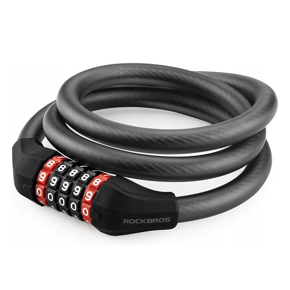 Rockbros Rks507-1bk Bicycle Lock With Combination 1.8 m - Black - Fahrradzubehoer