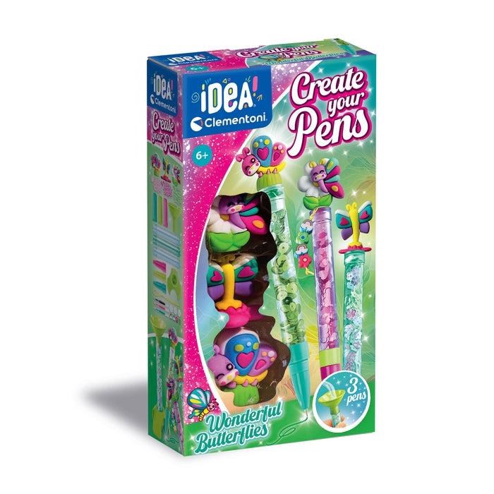 Clementoni Create Your Pens 3-pack Wonderful Butterflies - Kunst Handwerk Ausstattung