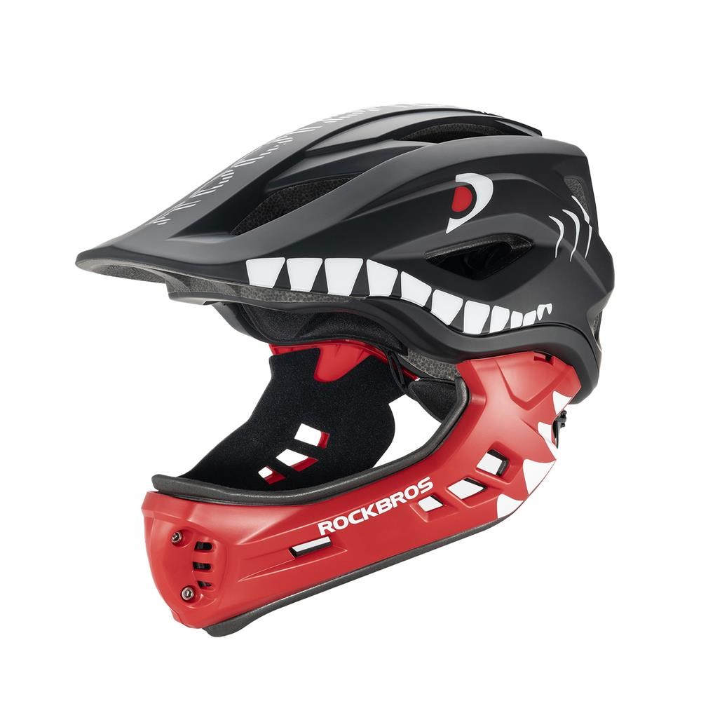 Rockbros Tt-32005 Shark Children's Bike Helmet With Detachable Jaw Size M (54-58) - Black - Fahrradzubehoer