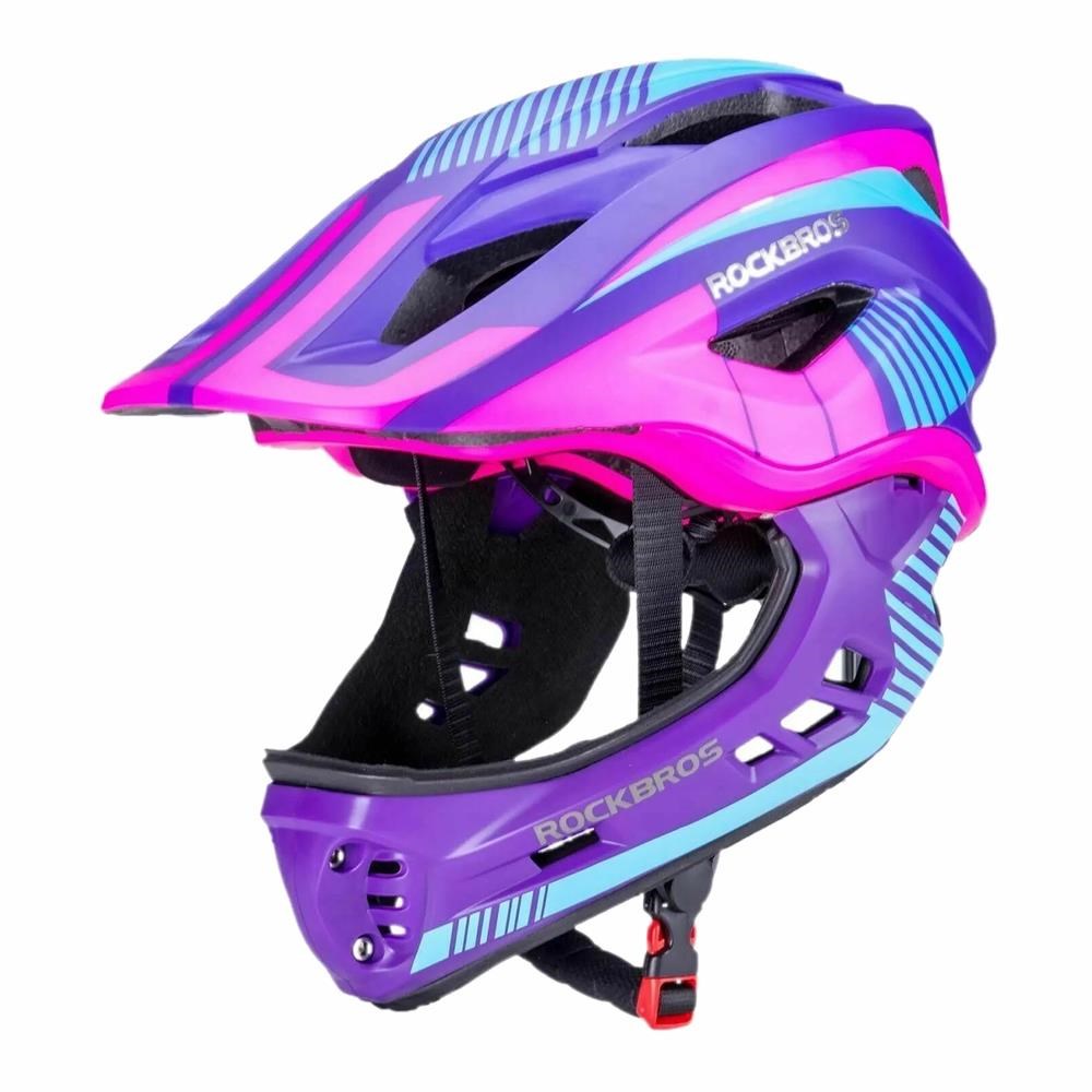 Rockbros Tt-32sbpp-s Children's Bicycle Helmet With Detachable Chinbar Size S - Purple-pink - Fahrradzubehoer