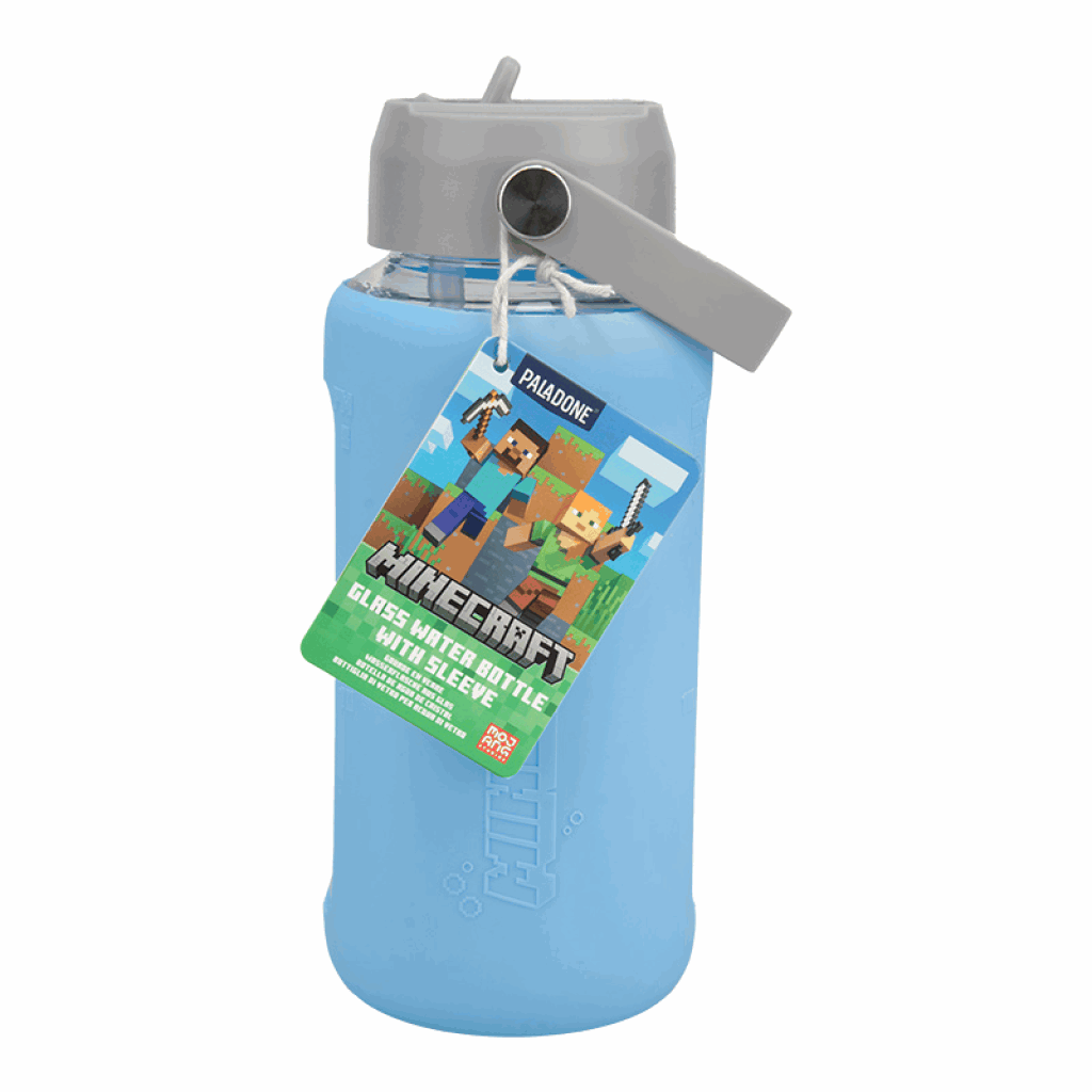 Paladone - Minecraft Glass Water Bottle With Sleeve - Merchandise Pp16082mcf
