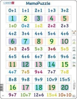 Larsen Puzzles Puzzle Memopuzzle. Learn to Add 0 to 20 - 40 Pieces Maxi (36.5x28.5 cm) 2D Puzzles Gp3