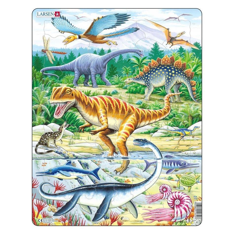 Larsen Puzzles Puzzle Dinosaurs - 35 Pieces Maxi (36.5x28.5 cm) 2D Puzzles Fh16