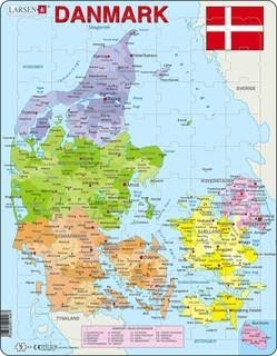 Larsen Puzzles Puzzle Denmark Political - 70 Pieces Maxi (36.5x28.5cm) 2D Puzzles A6