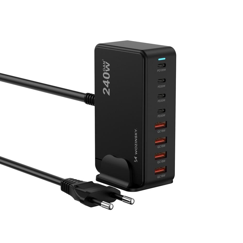 Wozinsky 240w Gan Qc3 Charging Station - Black - Handys Adapter Und Ladegeraete
