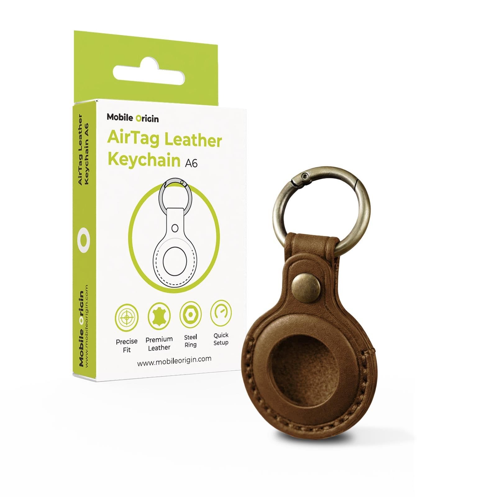 Mobile Origin Airtag Leather Keychain A6 Midnight Brown - Handys Anderes Zubehoer Mo-alk-mbrw