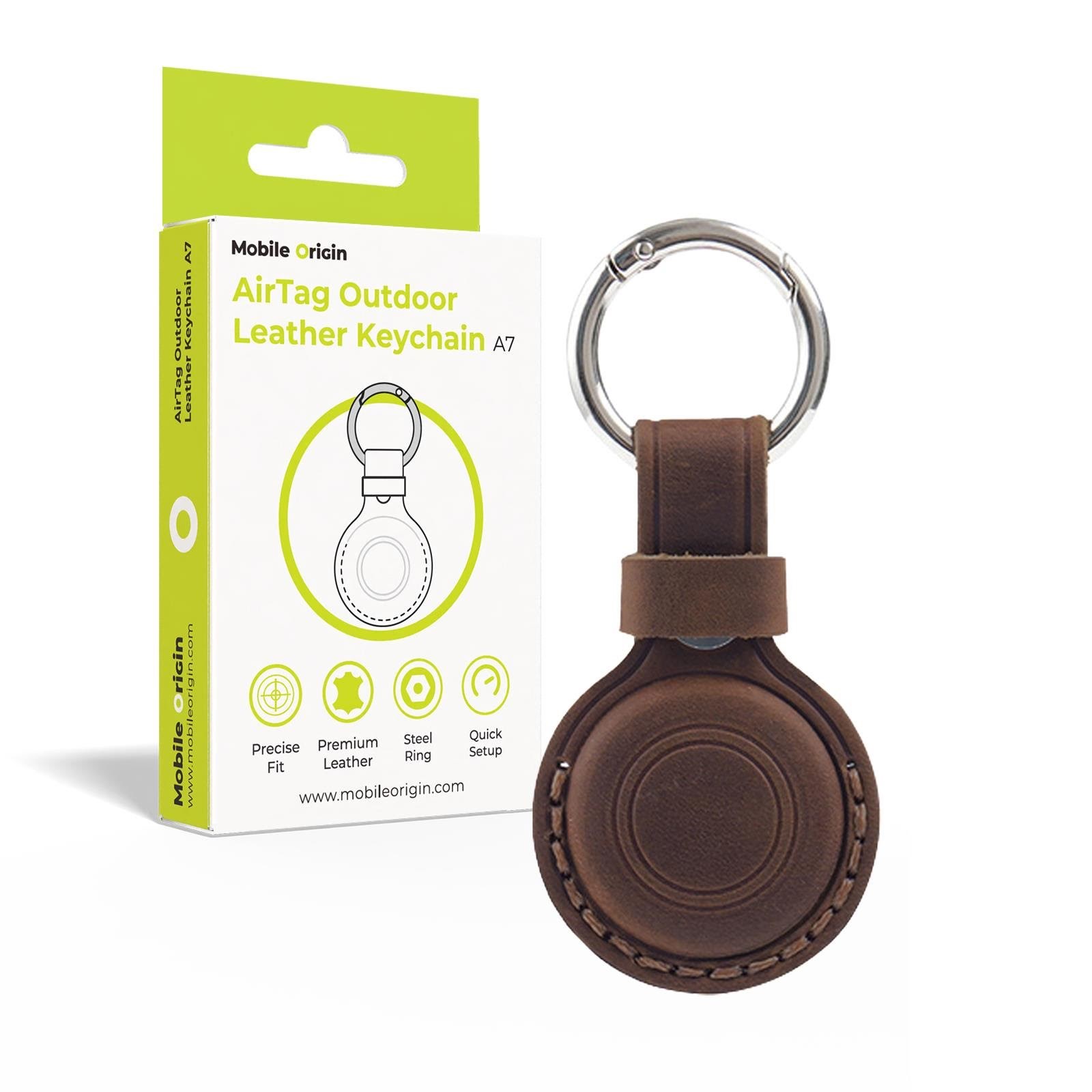 Mobile Origin Airtag Outdoor Leather Keychain A7 Midnight Brown - Handys Anderes Zubehoer Mo-aolk-mbrw