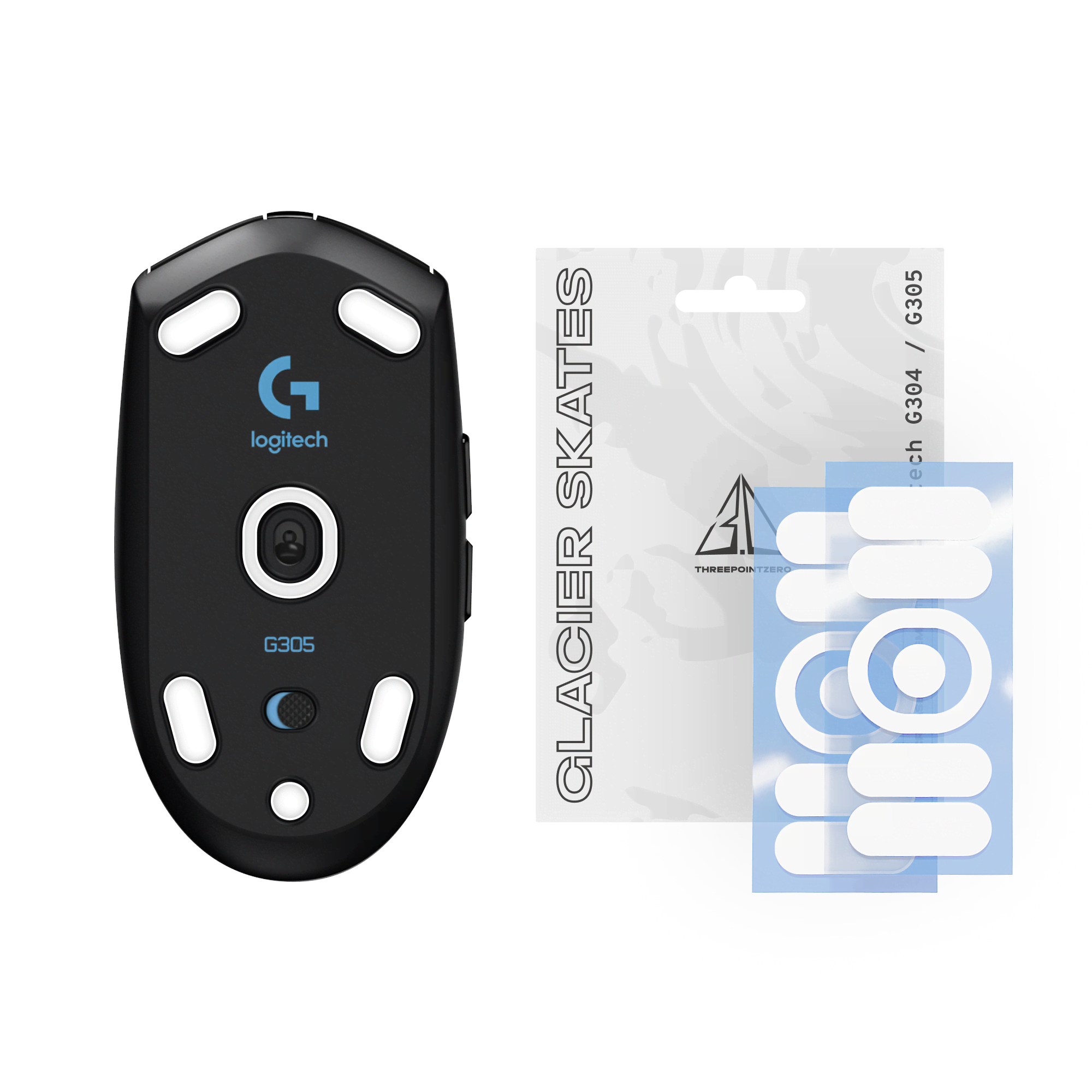 Threepointzero Glacier Skates - For Logitech G305 - Mauspads Zubehoer Weiß Tpz-gs-g305