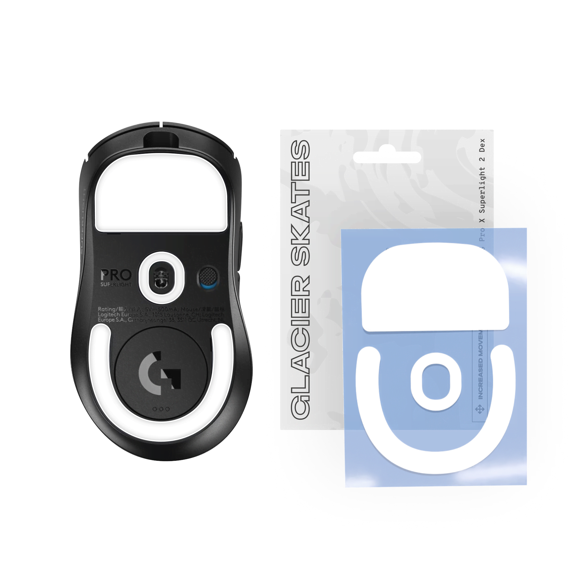 Threepointzero Glacier Skates - For Logitech G Pro X Superlight 2 Dex - Mauspads Zubehoer Weiß Tpz-gs-gpx-dex
