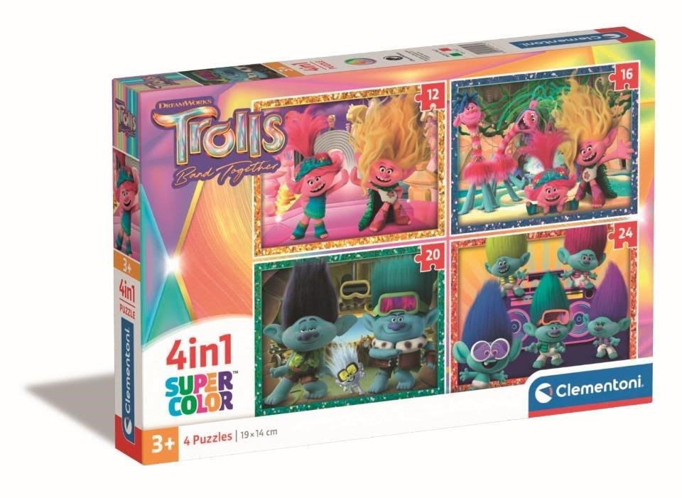 Clementoni Puzzle Trolls, 4i1 2D Puzzles 21527